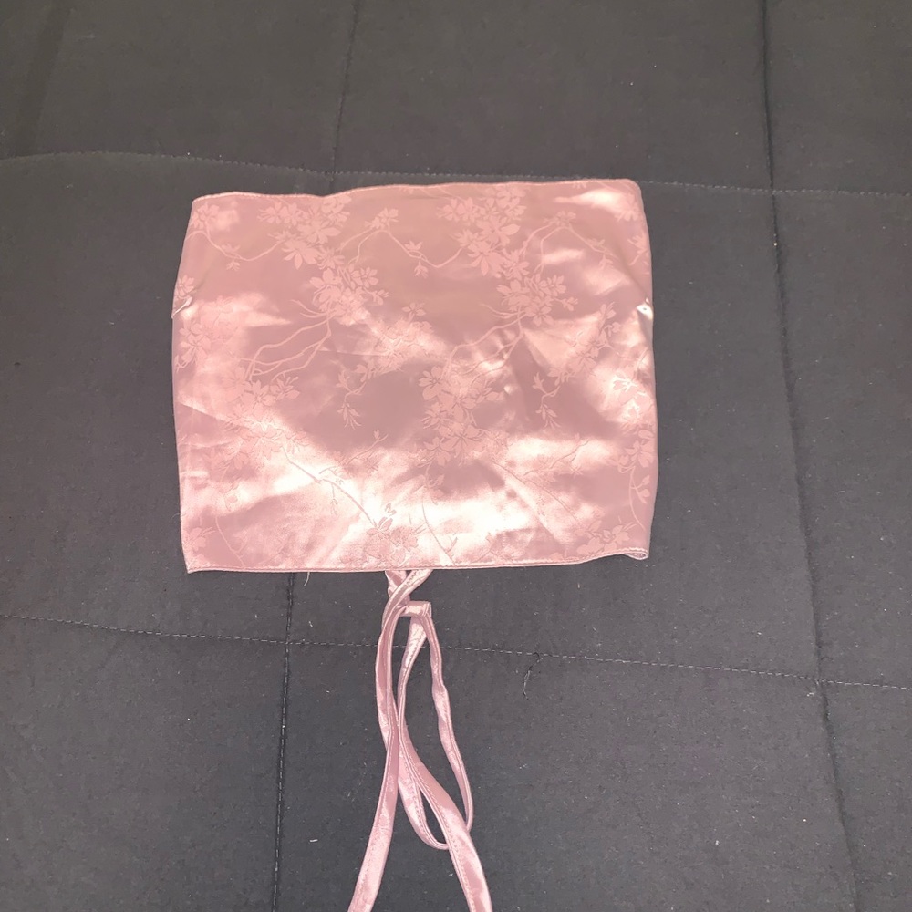 Pink bandeau crop top
